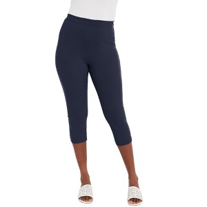 Jessica London Women's Plus Size Everyday Stretch Cotton Capri Legging - 1 of 4