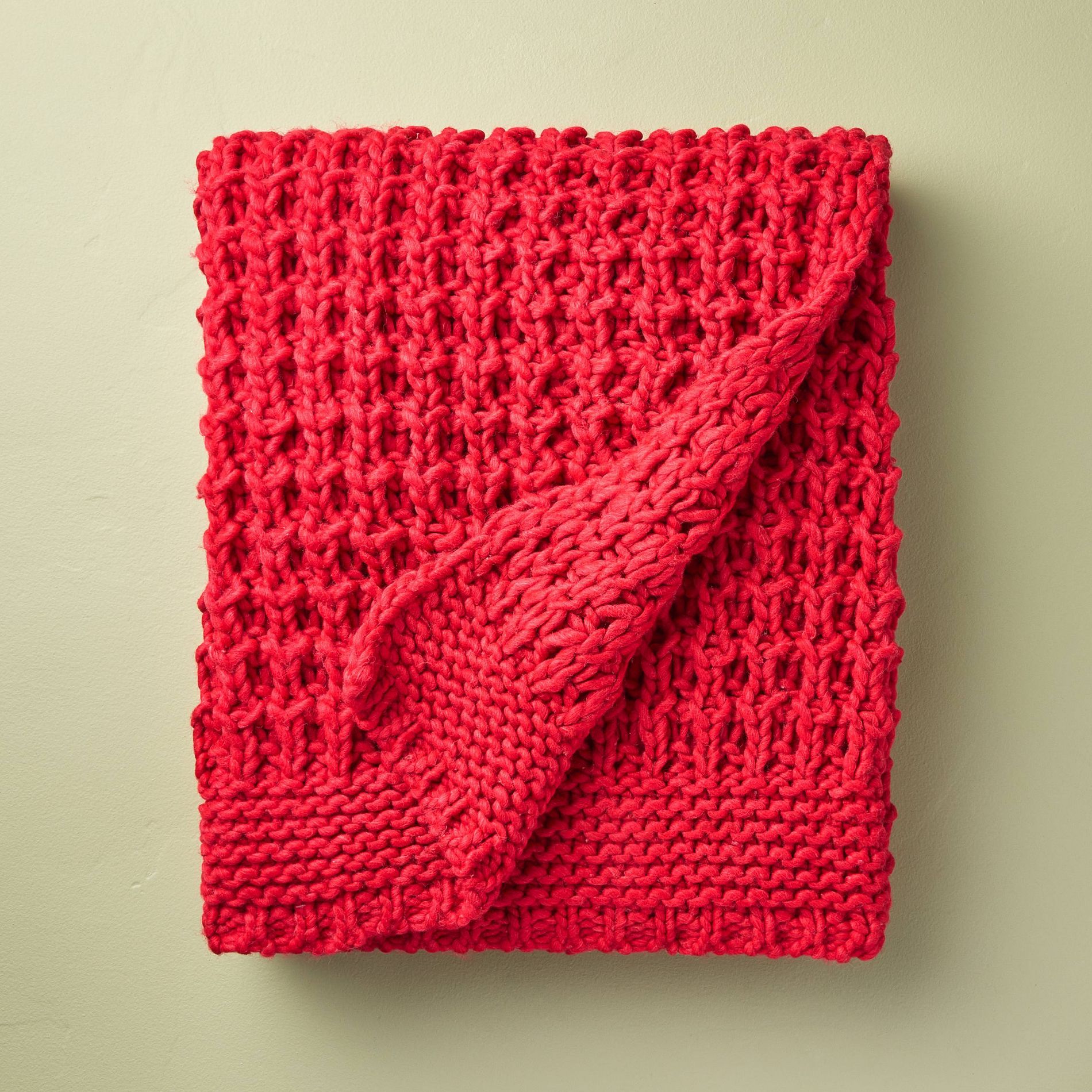50"x60" Cable Knit Throw Blanket Red - Hearth & Hand™ with Magnolia