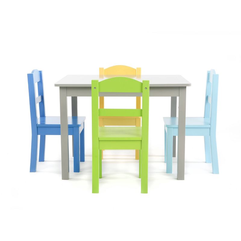 5pc Kids&#39; Wood Table and Chair Set Green/Blue/Gray - Humble Crew, 3 of 12