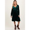 Pinkblush Forest Green Velvet Smocked Maternity Long Sleeve Dress - 2 of 4