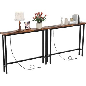 VINGLI 79" Console Table with Charging Station, 5.9" Narrow Sofa Table, for Living Room, Hallway - 1 of 4