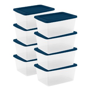 Sterilite 58 Qt Storage Boxes, Clear Plastic Containers with Lid, Set of 8, Blue - 1 of 4