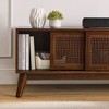 NicBex TV Stands for 65 inch TV, Entertainment Center with Solid Wood Feet and Rattan Cabinet Doors,TV Console for Bedroom, Living Room, Home,Brown - 4 of 4