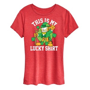 Women's - Garfield - This Is My Lucky Shirt Short Sleeve Graphic T-Shirt - 1 of 4