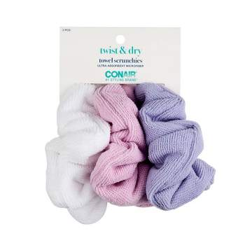 Conair Ultra- Absorbent Microfiber Towel Scrunchies - White/Pink/Purple - 3pcs