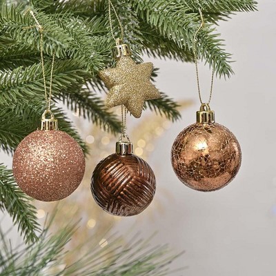 35-Piece Bronze and Gold Shatterproof Plastic Ornament Set