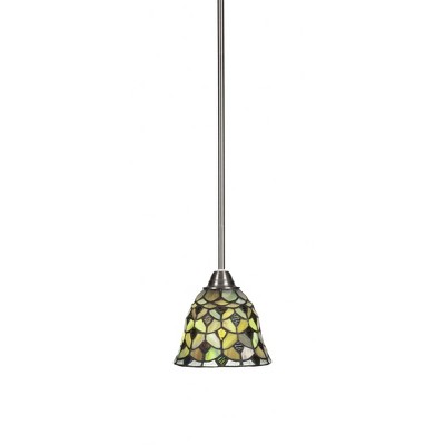 Toltec Lighting Paramount 1 - Light Pendant in  Brushed Nickel with 7" Crescent Art Glass Shade