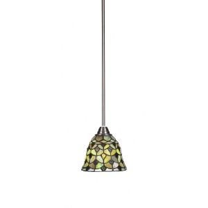 Toltec Lighting Paramount 1 - Light Pendant in  Brushed Nickel with 7" Crescent Art Glass Shade - 1 of 1