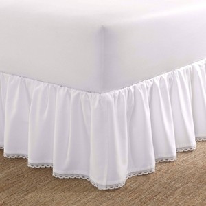 Laura Ashley Crochet Ruffle Tailored Bedskirt White - 1 of 4