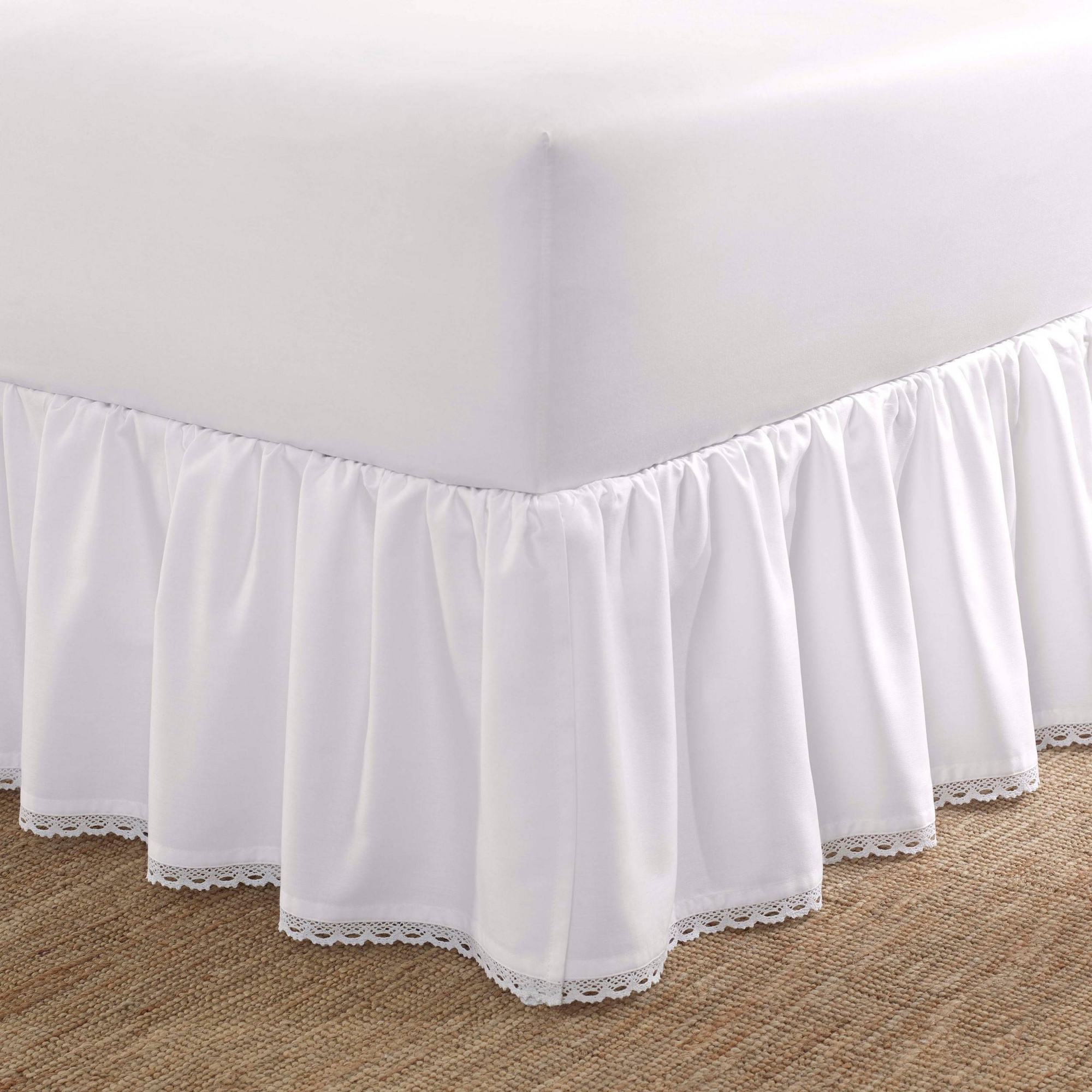 Laura Ashley Full Crochet Ruffle Tailored Bedskirt White