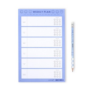 Yoobi SmileyWorld Undated Paper Set 7"x11" with Pencil Blue Smiley - 1 of 4