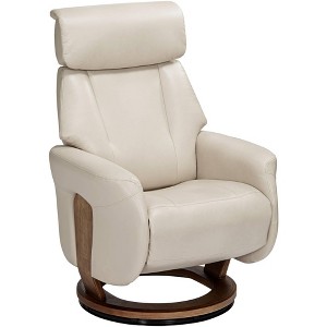 BenchMaster Taupe Faux Leather Swivel Recliner Chair Modern Armchair Comfortable Manual Reclining Footrest for Bedroom Living Room - 1 of 4