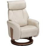 BenchMaster Taupe Faux Leather Swivel Recliner Chair Modern Armchair Comfortable Manual Reclining Footrest for Bedroom Living Room