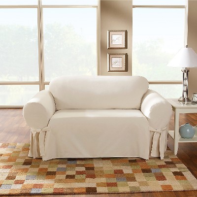 Cotton Sailcloth Loveseat Slipcover Natural - Sure Fit