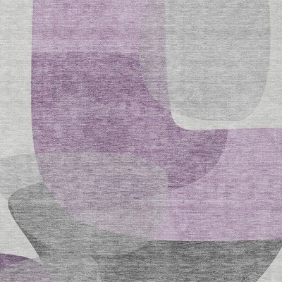 HomeRoots 3' X 5' Purple And Gray Abstract Washable Indoor Outdoor Area Rug
