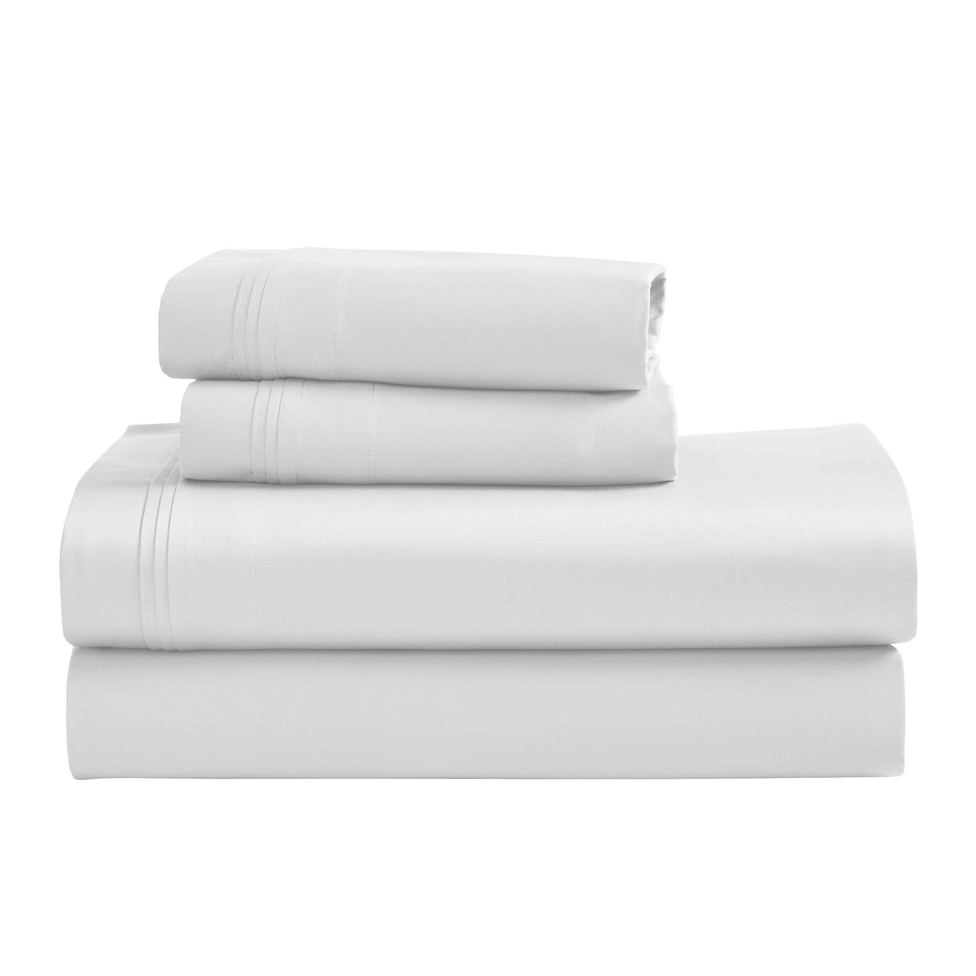 Luxury Egyptian Cotton 1000 Thread Count Solid Deep Pocket Sheet Set, King, Platinum - Blue Nile Mills