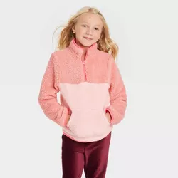 Girls' Sherpa Pullover Sweatshirt - Cat & Jack™ Rose Pink XL