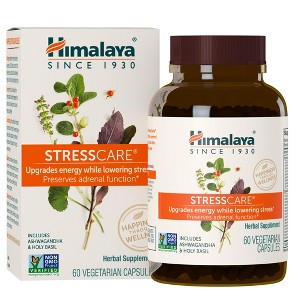 Himalaya StressCare Herbal Supplement, Supports Stress Relief, Ashwagandha, Holy Basil/Tulsi, Gotu Kola, Non-GMO, Vegetarian, 60 Capsules - 1 of 4