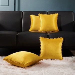 Deconovo Velvet Pom-Pom Decorative Throw Pillow Covers Set, Multiple Sizes, 4-Pack - 1 of 4