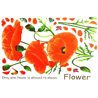Slickblue Showy Flower Wall Art Decals - Easy Apply Vinyl Stickers for Home Décor - 23.6"x35.4"