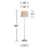 360 Lighting Abba Modern 65" Tall Standing Floor Lamp Skinny Pole Twin Pull Chain Silver Metal Brushed Steel Finish Bedroom Drum Bergamo Gold Shade - 4 of 4