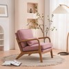 KTMBDW Accent Chair Wide Armrest Mid-Century Lounge Chair Linen Fabric Armchair with Lumbar Pillow & Oak Wood Frame for Living Room, Bedroom, Balcony - 3 of 4