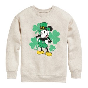 Boys' - Disney - Leprechaun Mickey Graphic Long Sleeve Fleece Sweatshirt - 1 of 4