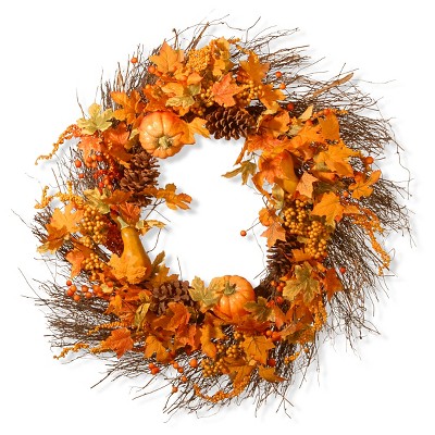 National Tree Company Pumpkin Wreath Orange (28")