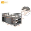 Low Twin Loft Bed with Rolling Desk, Storage Cabinet, Bookshelf, and Guardrail, Gray Finish - 3 of 4