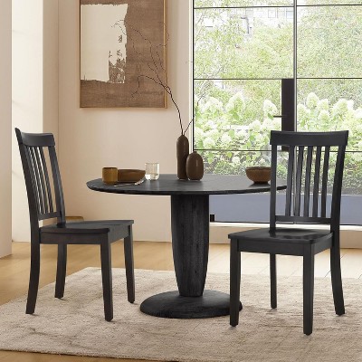 Set of 2 Wooden Windsor Dining Chairs with Spindle High Back, Farmhouse Side Chairs for Kitchen or Dining Room