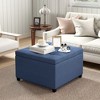 HOMCOM Fabric Tufted Storage Ottoman with Flip Top Seat Lid, Metal Hinge and Stable Eucalyptus Wood Frame for Living Room, Entryway, or Bedroom - 2 of 4