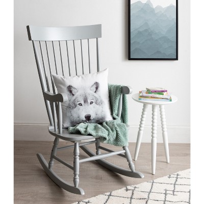White Wolf Print Polyester Euro Throw Pillow Cover, 18x18