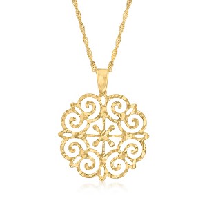 Ross-Simons Italian 18kt Gold Over Sterling Filigree Pendant Necklace Size - 1 of 3