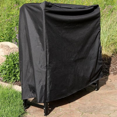4-Foot Black Heavy-Duty Polyester Firewood Log Rack Cover