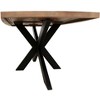 HomeRoots 82" Natural And Black Solid Wood And Iron Pedestal Base Dining Table - 4 of 4
