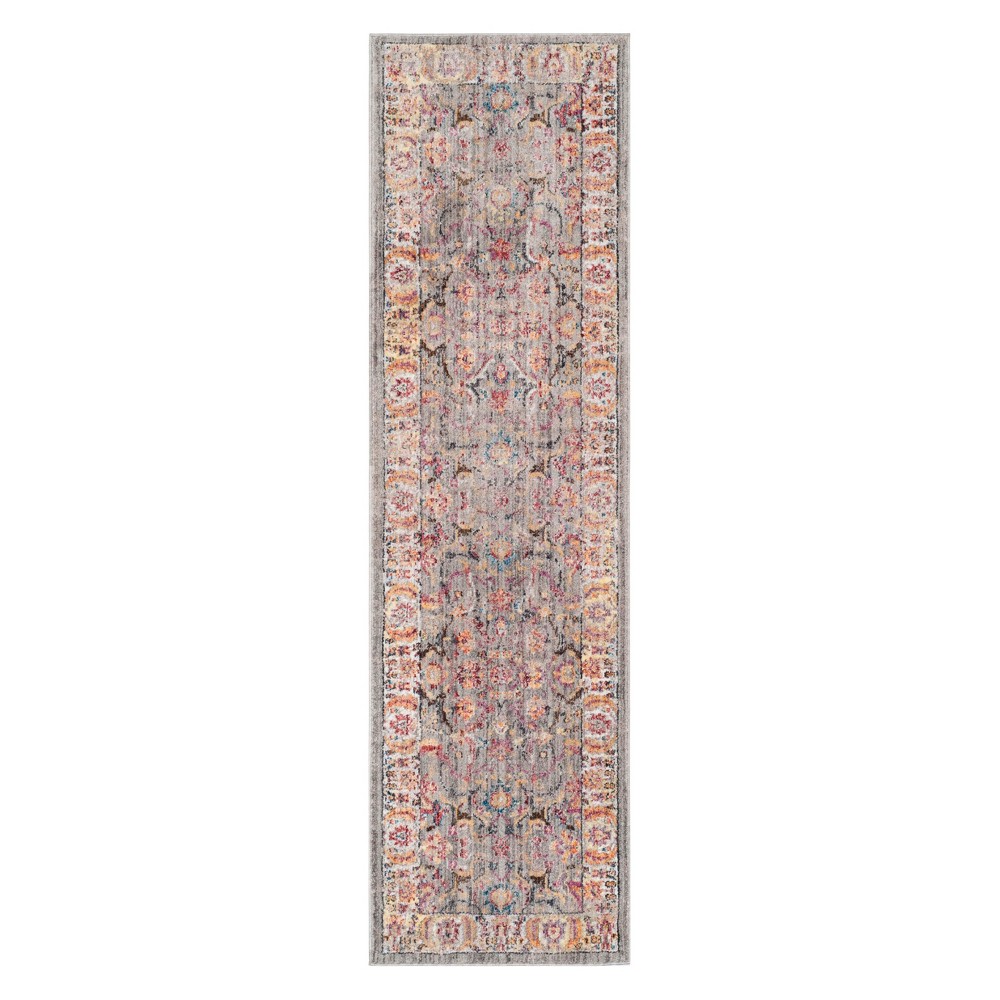 2'3inx8' Runner Dollie Medallion Loomed Area Rug Gray/Light Gray - Safavieh