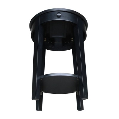 Black Round Wood Accent Table with Storage Drawer