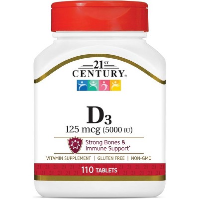 21st Century Vitamin D3 125 mcg (5,000 Iu) 110 Tablets.