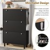 Narrow Design Free Standing Shoe Cabinet with 3 Flip Drawers, Wood Grain Pattern Top Entryway Organizer with 3 Hooks and Adjustable Panel - image 3 of 4