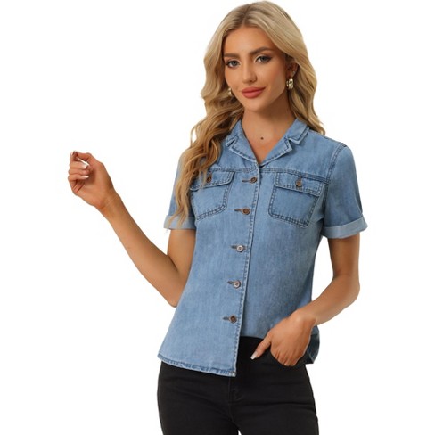 Allegra K Women's Denim Vintage Button Up Sleeveless Crop Jean Waistcoat  Vest Blue X-large : Target