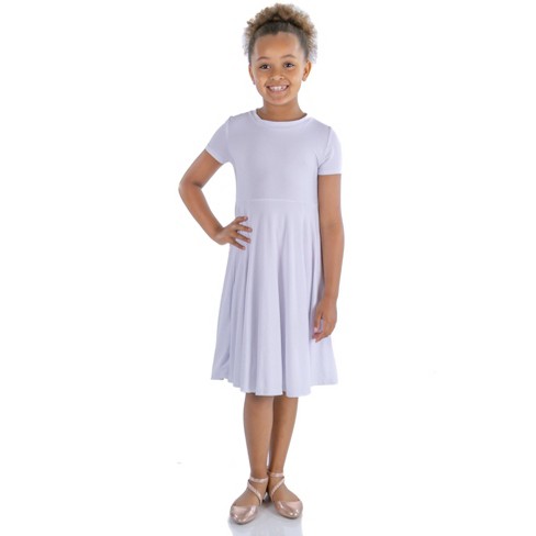 24seven Comfort Apparel Girls Flowy Short Sleeve Girls Dress-white-m :  Target