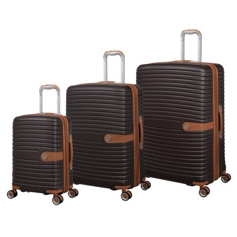 Hipack 3-Piece Spinner Expandable Luggage Set - Dark Brown 