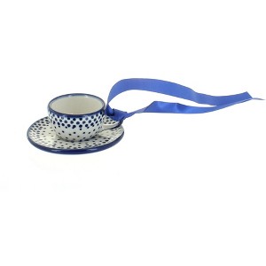 Blue Rose Polish Pottery D076 Manufaktura Cup & Saucer Ornament - 1 of 2
