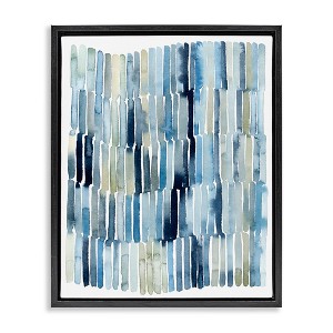 Stupell Industries Nautical Inspired Abstraction Blue Beige Blocked Lines Floating Frame Canvas Art - 1 of 4
