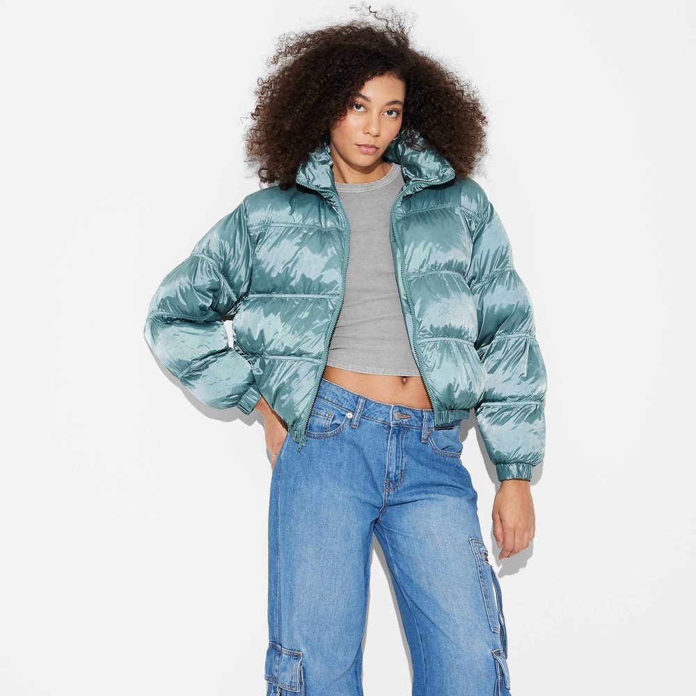 Women's Puffer Jacket - Wild Fable™ Turquoise Blue S