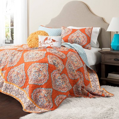 5pc Full/Queen Harley Quilt Set  Tangerine - Lush Décor