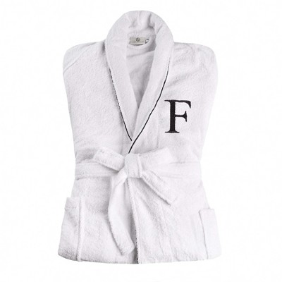 Modern Cotton Absorbent Traditional Adult Unisex Solid with Monogram Bath Robe by Blue Nile Mills