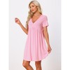 cheibear Women's Deep V Neck Short Sleeve Soft Stretchy Pajama Dress - 2 of 4