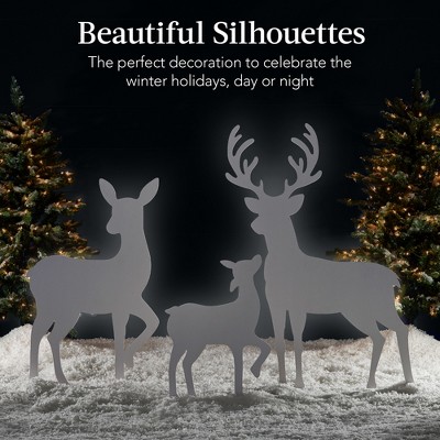 White 3-Piece 46" Outdoor PVC Deer Family Silhouette Set