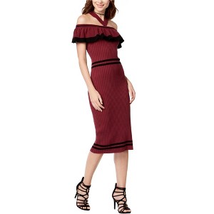 XOXO Womens Ruffled Choker Sweater Off-Shoulder Dress - 1 of 1